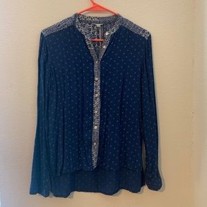 Blue patterned button down